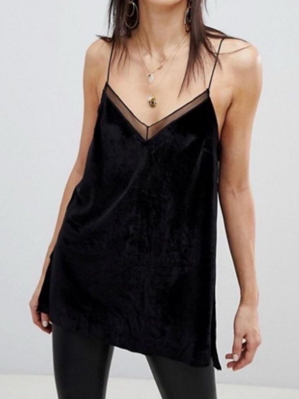 Free People Black Velvet Cami Top
